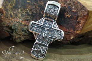 Хрестик із розп'яттям Христовим із срібла, фото