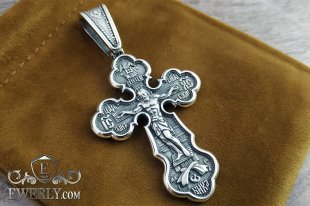 Чоловічий хрест зі срібла з чорнінням, фото