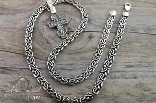 Лисячий хвіст - срібний ланцюжок с хрестиком, фото