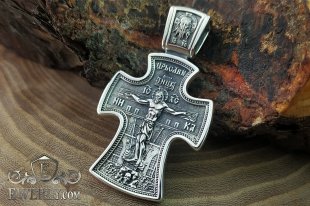 Православний срібний хрест із чорнінням, фото