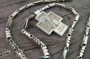 Комплект: чоловічий ланцюг з хрестом без розп'яття, фото