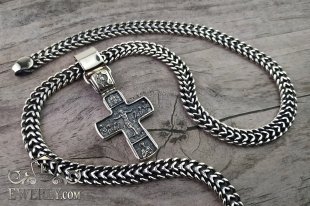 Чоловічий срібний ланцюжок з хрестиком, фото