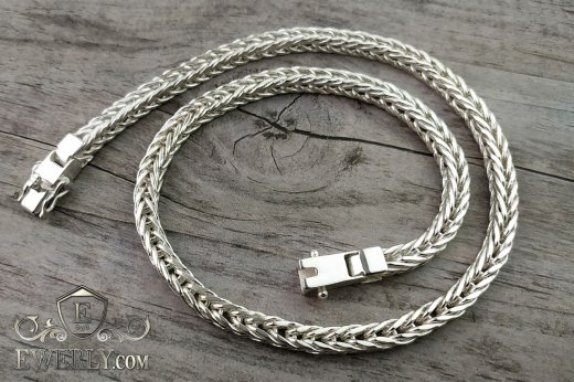 Чоловічий товстий срібний ланцюг Колос, фото