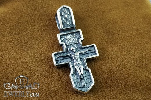Хрестик з розп'яттям зі срібла з чорнінням, фото