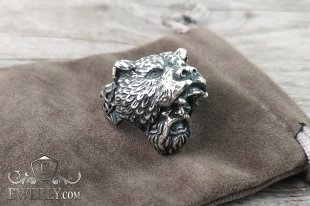 Срібний перстень "Людина - ведмідь", фото