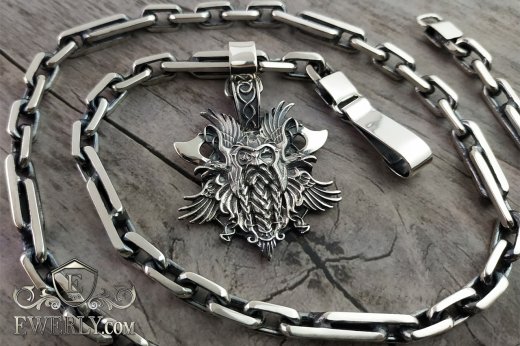 Комплект: кулон з вікінгом і чоловіча ланцюжок, фото