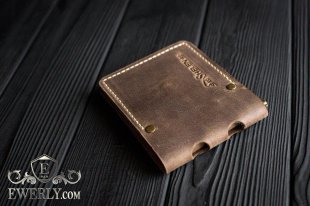 Зажим для грошей шкіряний коричневий з монетницьою 11054RJ, фото