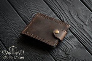 Зажим для грошей шкіряний коричневий 11024KD, фото