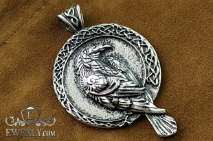 Срібний кулон з вороном - купити підвіску, фото